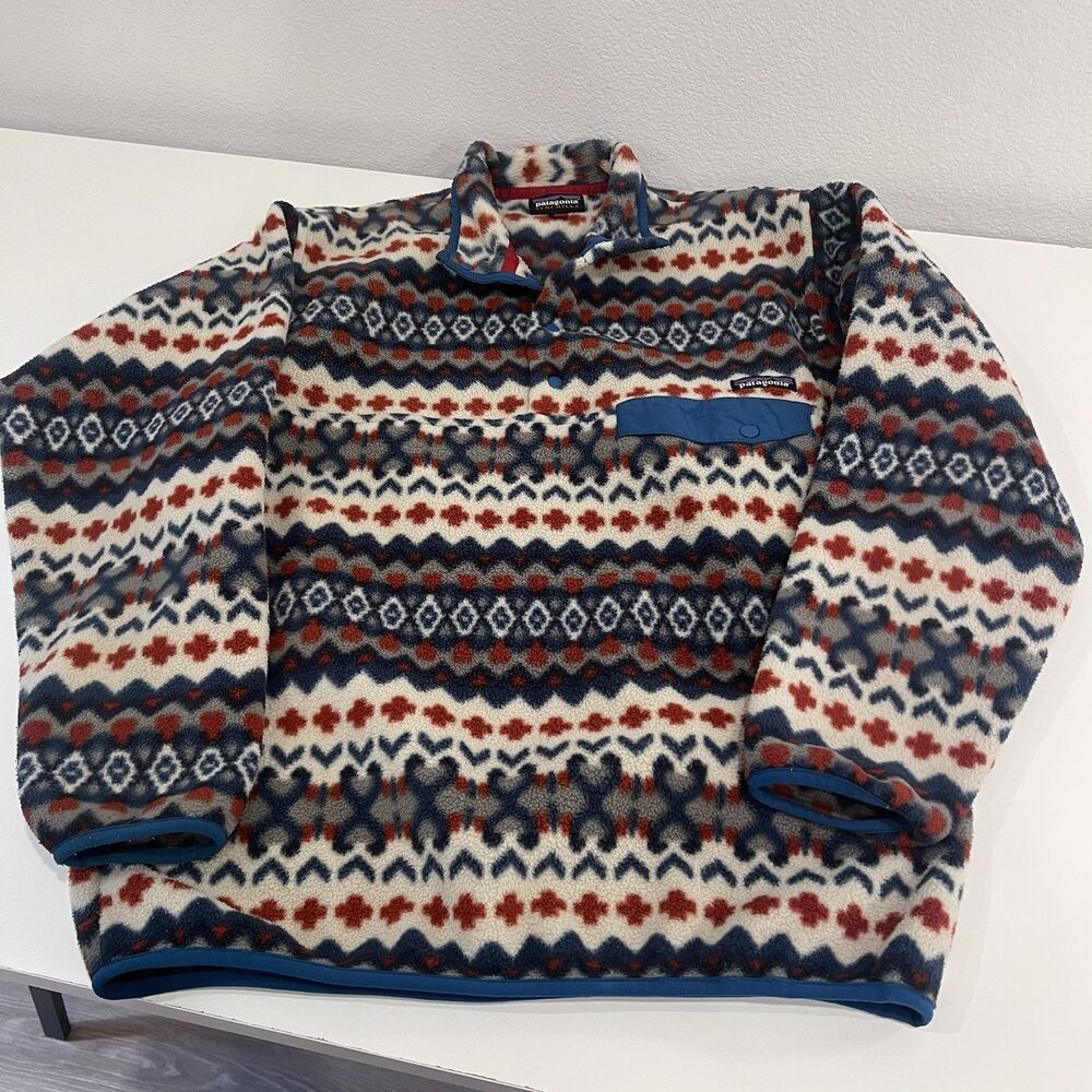 Patagonia Cliff Underwater Aztec Snap T Fleece Pullover Mens Medium
